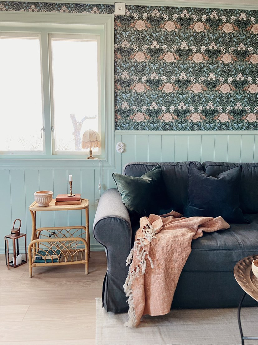 gr&ouml;n tapet med blommor sarah 28019