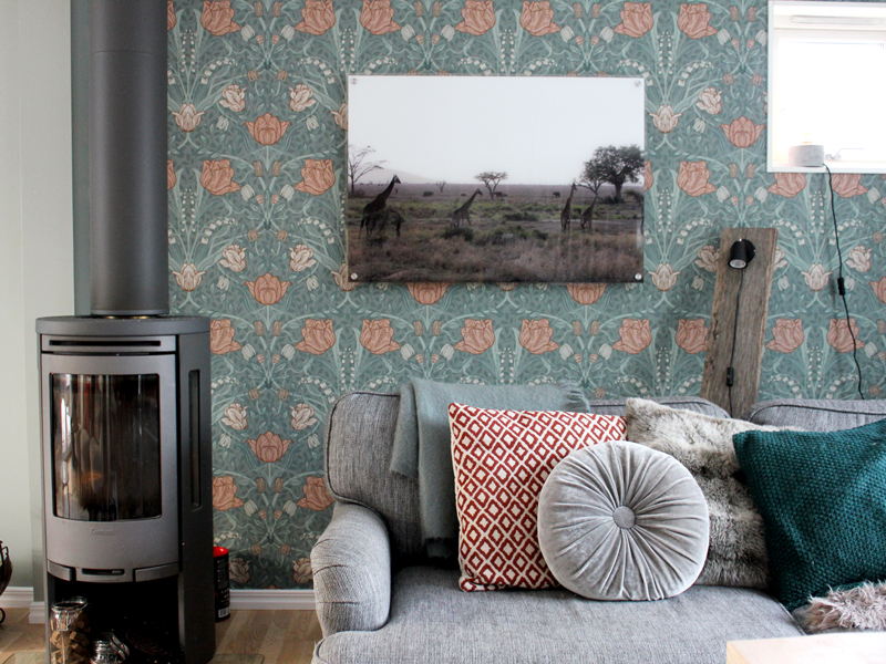 gr&ouml;n tapet med tulpaner filippa