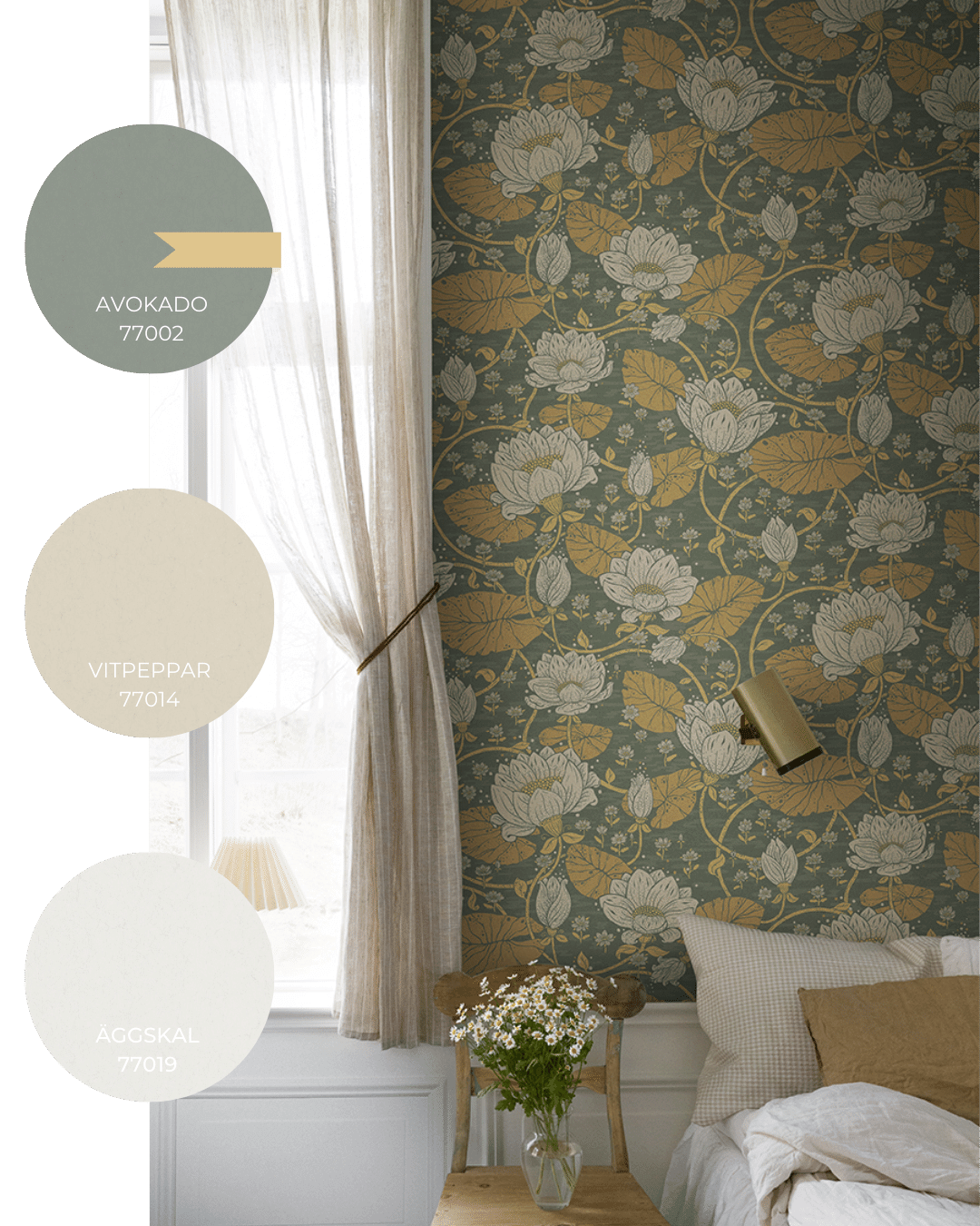 matcha enf&auml;rgad tapet med tapet i sovrummet romantisk stil