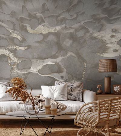 Gr&aring; tapet med Fototapet m&ouml;nster